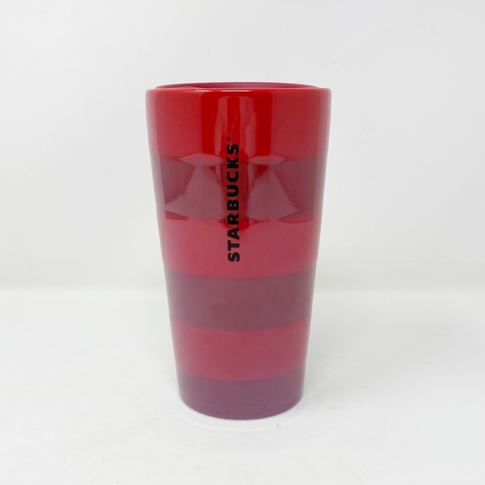 STARBUCKS LIMITED‎ EDITION Red Stripe Ceramic Travel Mug